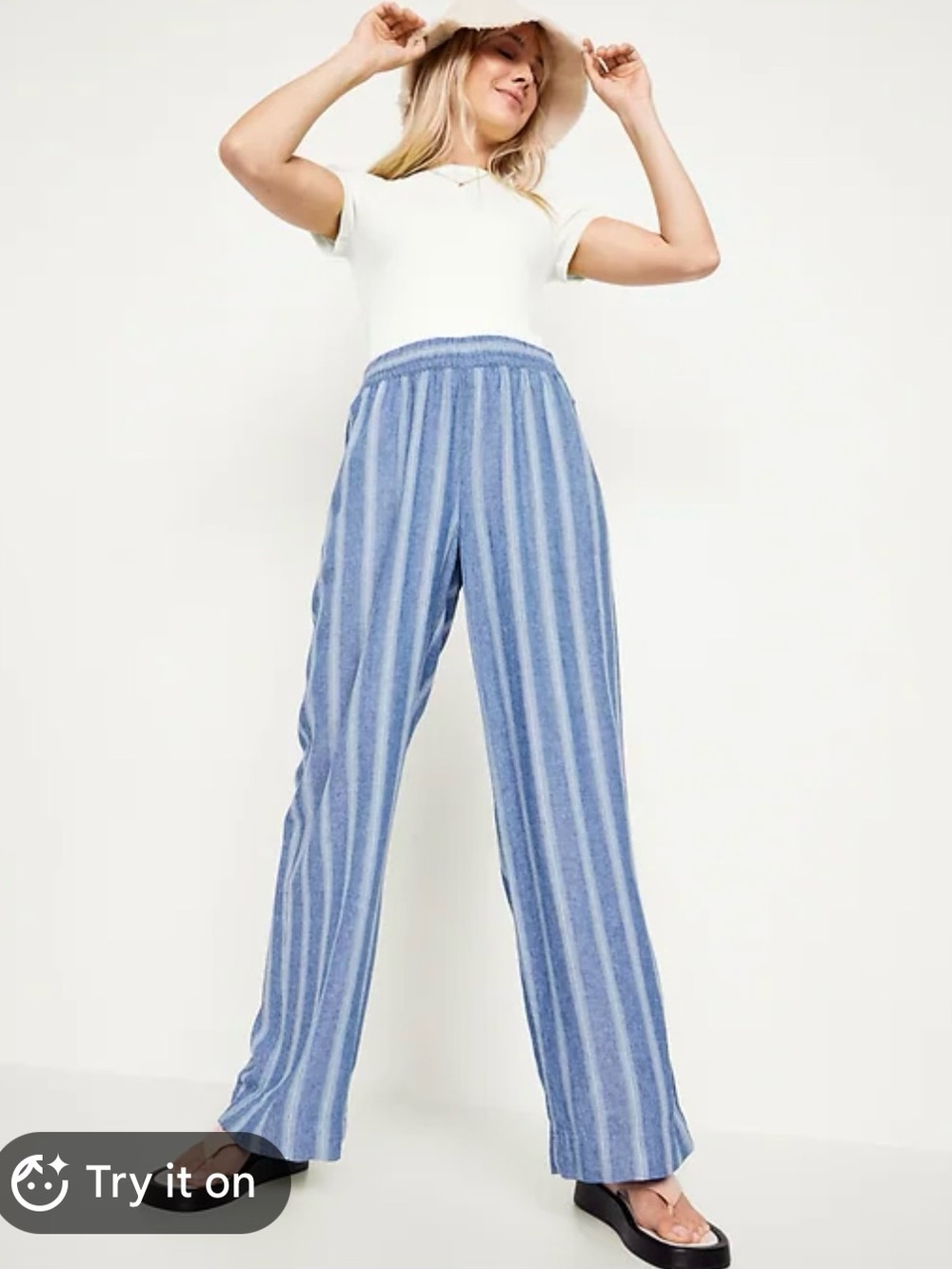 Old Navy Blue Striped Wide-Leg Pants Sz L.                      Bx3